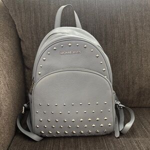 Michael Kors Gray Pebbled Leather Studded Mini Backpack